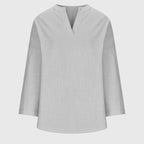 Chemise de Plage Élégante et Fluide pour Femmes à Col en V à Manches Longues, Coupe Décontractée, Casual Été – Lenara