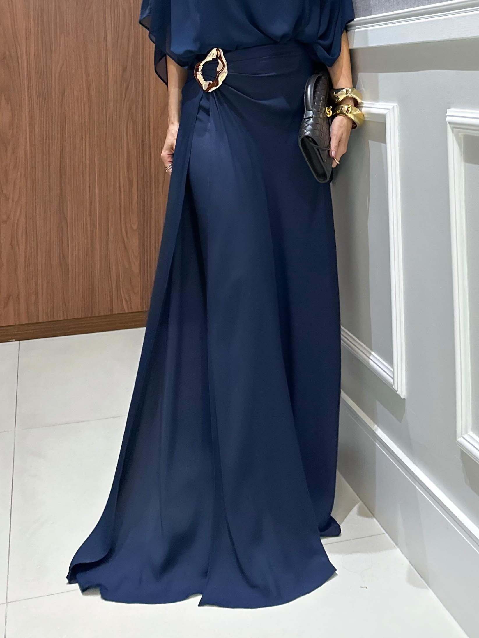 Completo Due Pezzi Donna Top in Chiffon Mantella Trasparente Pantaloni Fluidi Vita Alta Serata Matrimonio Gala Cocktail Elegante – Capeline
