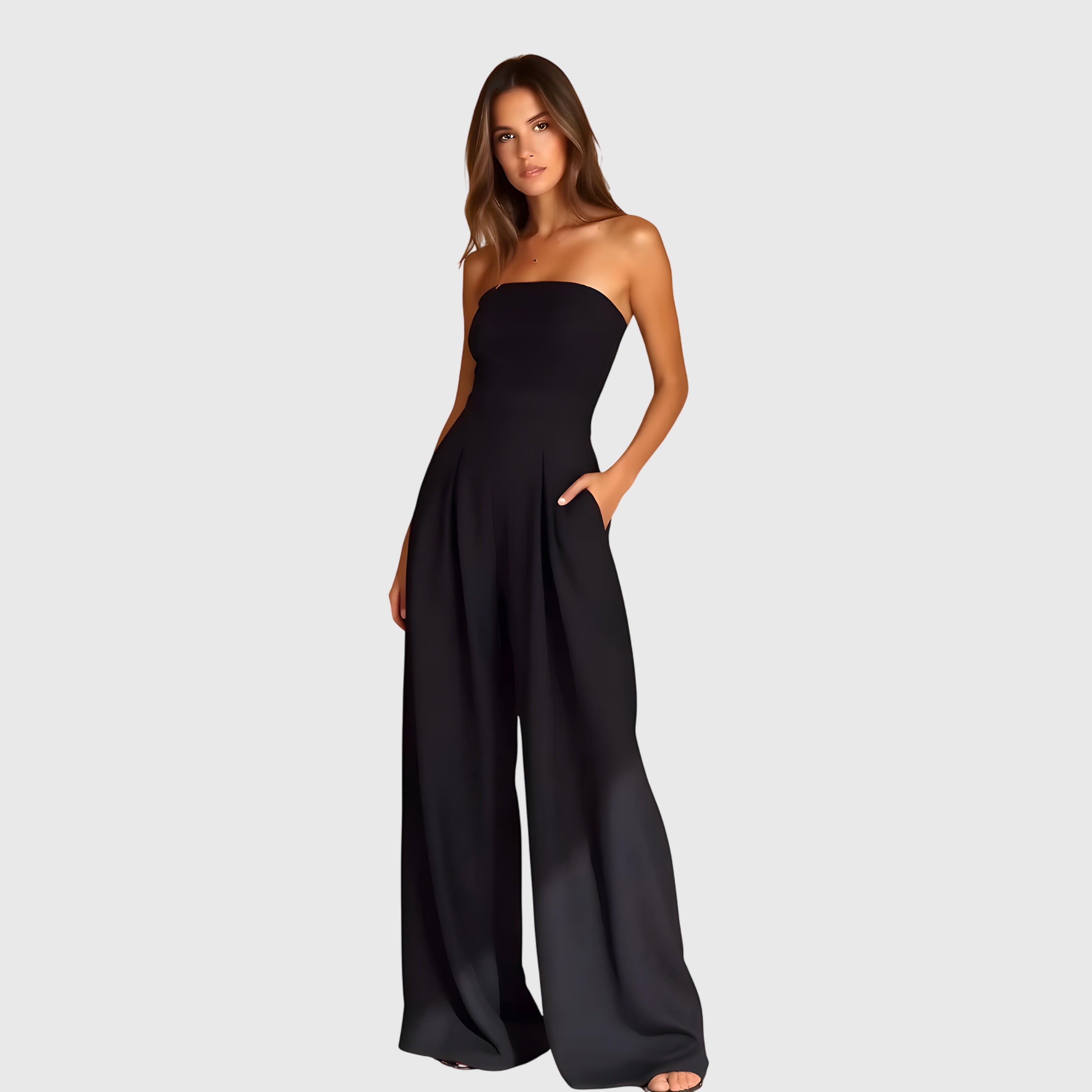 Combinaison Élégante Sans Manches pour Femmes Pantalon Large Flottant Coupe Slim Formelle Chic – Nora