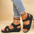 Sandali Zeppa Ortopedici da Donna con Cinturino Regolabile, Punta Aperta, Supporto dell'Arco Plantare, Scarpe Estive Casual – Alfreda