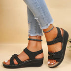 Sandali Zeppa Ortopedici da Donna con Cinturino Regolabile, Punta Aperta, Supporto dell'Arco Plantare, Scarpe Estive Casual – Alfreda