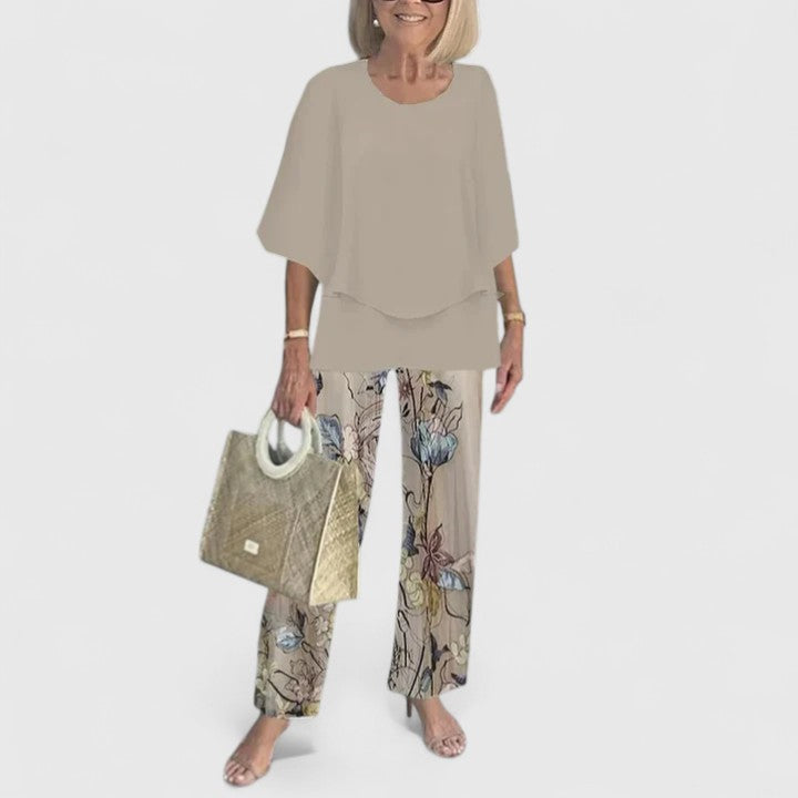 Ensemble Sophistiqué Femme en Deux Pièces Blouse Décontractée Pantalon Large Élégant Quotidien – Martha
