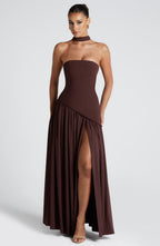 Robe Longue Élegante Sans Manches pour Femmes Ajustée Fendue Formelle Soirée Mariage Invité Sophistiquée – Mya