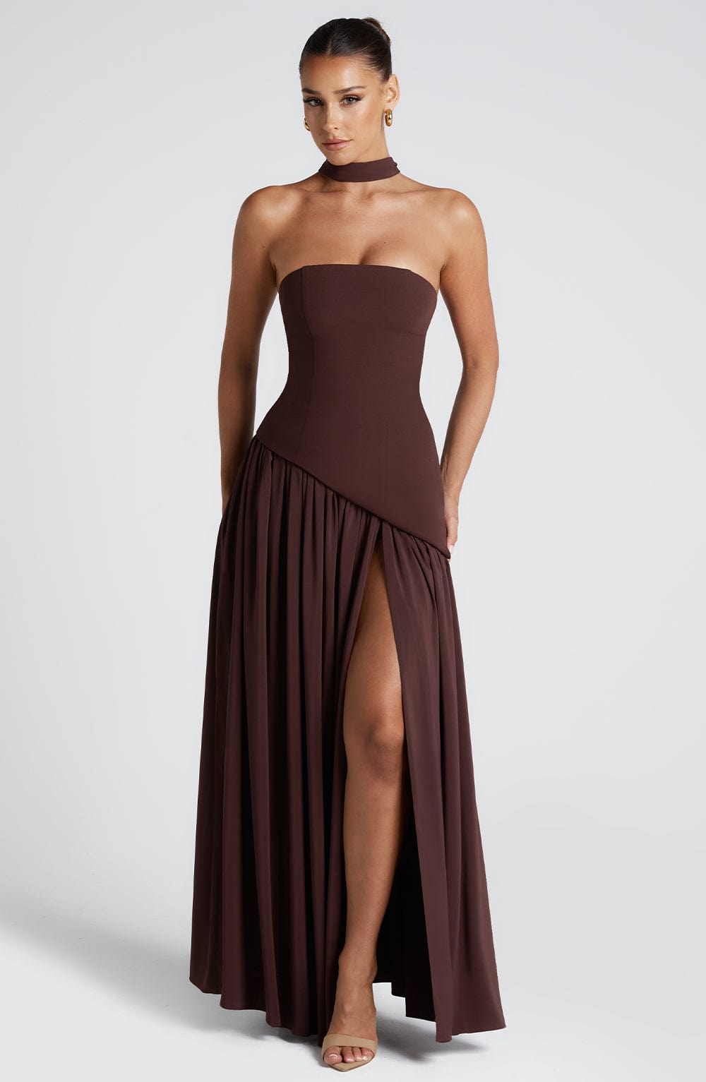 Robe Maxi Élegante Sans Manches pour Femmes Ajustée Fendue Formelle Soirée Mariage Invité Sophistiquée – Mya