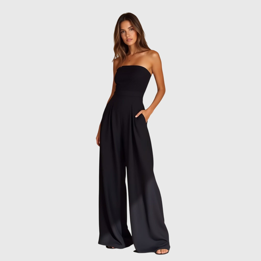 Combinaison Élégante Sans Manches pour Femmes Pantalon Large Flottant Coupe Slim Formelle Chic – Nora
