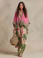 Camisa Mujer Holgada Mangas Murciélago Estampado Tropical Bohemio Fluido Playa Vacaciones Casual Chic Verano – Tropicana