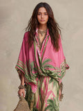 Camisa Mujer Holgada Mangas Murciélago Estampado Tropical Bohemio Fluido Playa Vacaciones Casual Chic Verano – Tropicana