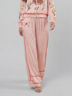 Ensemble Deux Pièces Femme Satin Veste Zippée Pantalon Large Imprimé Équestre Cheval Casual Chic Soirée Élégant Vacances – Équinova