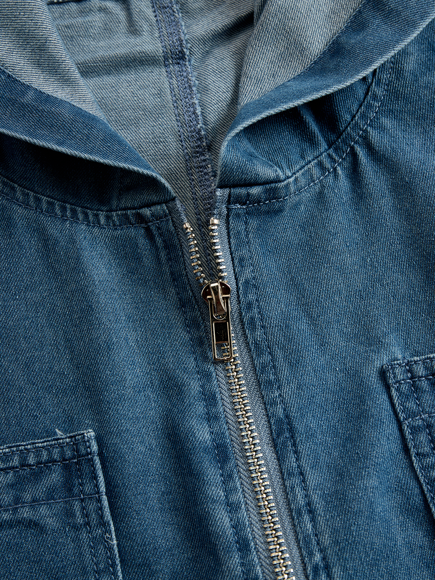 Salopette en Jean Rétro Décontractée Femme à Capuche avec Fermeture Éclair et Poches Vintage – Bleu