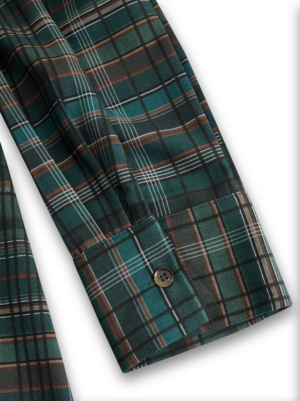 Robe Maxi à Manches Longues en Tartan à Col Revers pour Femmes – Tartan Vert