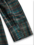 Robe Maxi à Manches Longues en Tartan à Col Revers pour Femmes – Tartan Vert