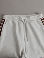 Retro sportieve dames set in twee delen, halve rits sweater, wijde broek met strepen – Grijs wit