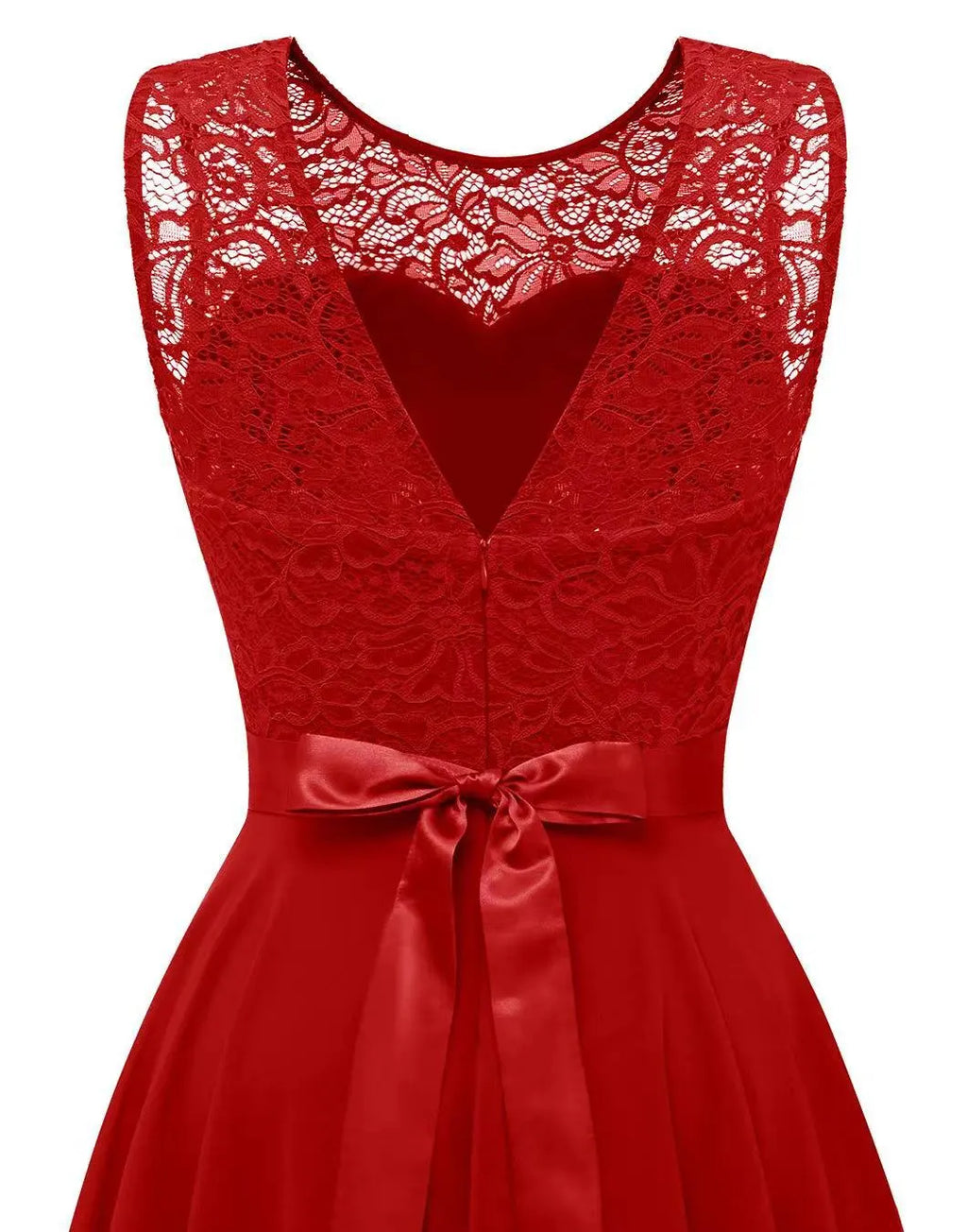 Robe de Mariage Formelle Femme Hi-Low Midi Sans Manches Fluide Élégante