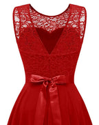 Robe de Mariage Formelle Femme Hi-Low Midi Sans Manches Fluide Élégante