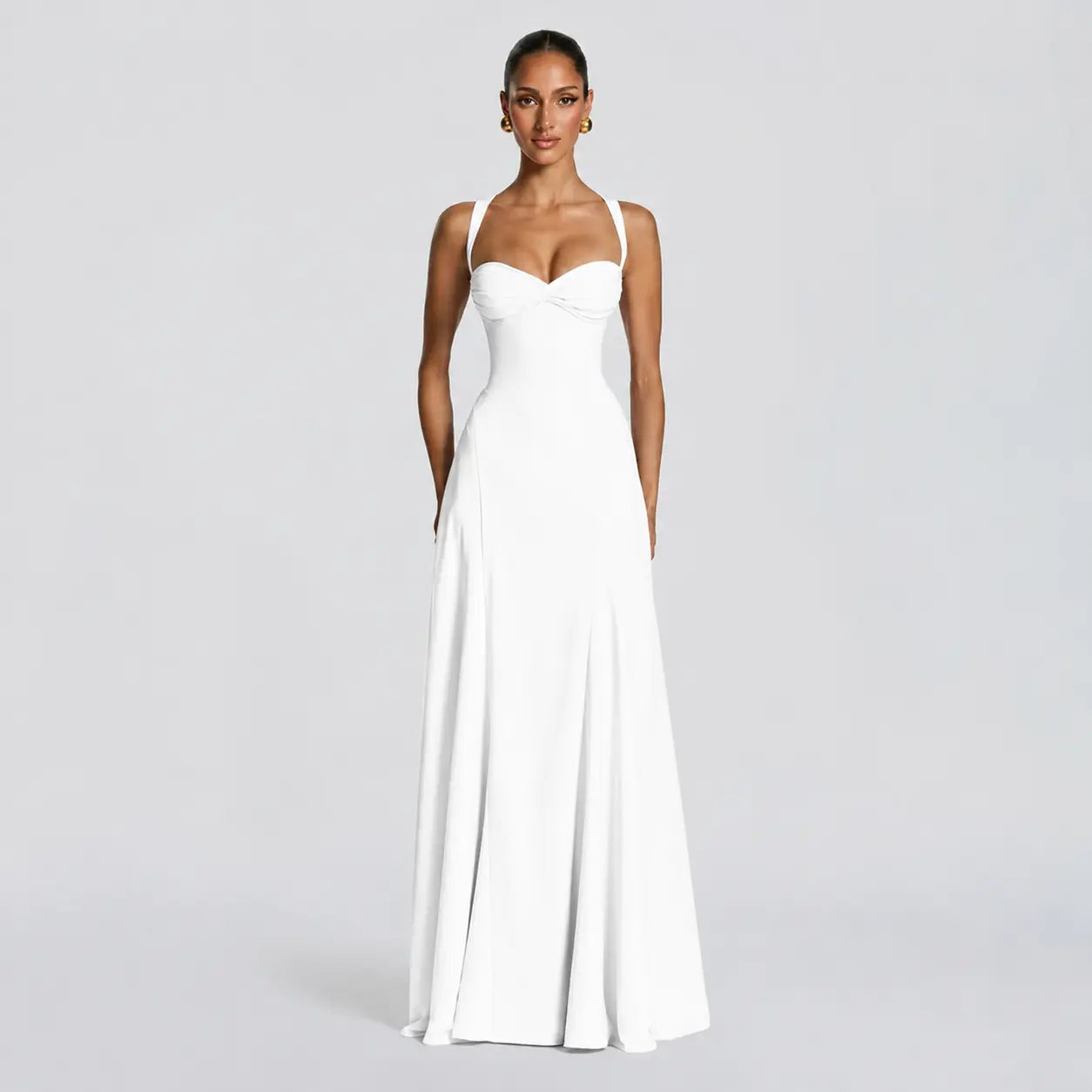 Robe de Cérémonie Maxi Bretelles Cintrée Taille Élégante Femme Été – Mirabelle