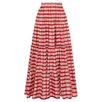 Ensemble Maillot de Bain Une Pièce Volants Twist Front Rayures Rouge Blanc Jupe Maxi Resort Plage Vacances Soirée – Rougeola