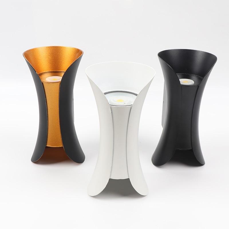 LED-Wandleuchte Außen Gebogen Doppelstrahl Aluminium Gold – Noxel