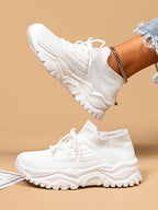 Baskets Femme à Semelle Épaisse Respirantes Lacets Casual Sport Quotidien