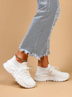 Baskets Femme à Semelle Épaisse Respirantes Lacets Casual Sport Quotidien