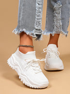 Baskets Femme à Semelle Épaisse Respirantes Lacets Casual Sport Quotidien