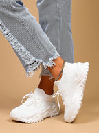 Baskets Femme à Semelle Épaisse Respirantes Lacets Casual Sport Quotidien