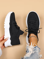 Baskets Femme à Semelle Épaisse Respirantes Lacets Casual Sport Quotidien