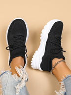 Baskets Femme à Semelle Épaisse Respirantes Lacets Casual Sport Quotidien