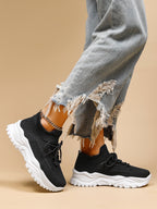 Baskets Femme à Semelle Épaisse Respirantes Lacets Casual Sport Quotidien