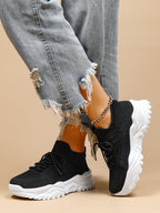 Baskets Femme à Semelle Épaisse Respirantes Lacets Casual Sport Quotidien
