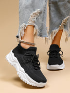 Baskets Femme à Semelle Épaisse Respirantes Lacets Casual Sport Quotidien