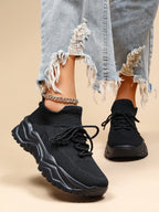 Baskets Femme à Semelle Épaisse Respirantes Lacets Casual Sport Quotidien