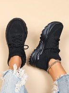 Baskets Femme à Semelle Épaisse Respirantes Lacets Casual Sport Quotidien