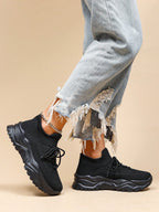 Baskets Femme à Semelle Épaisse Respirantes Lacets Casual Sport Quotidien