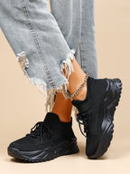 Baskets Femme à Semelle Épaisse Respirantes Lacets Casual Sport Quotidien