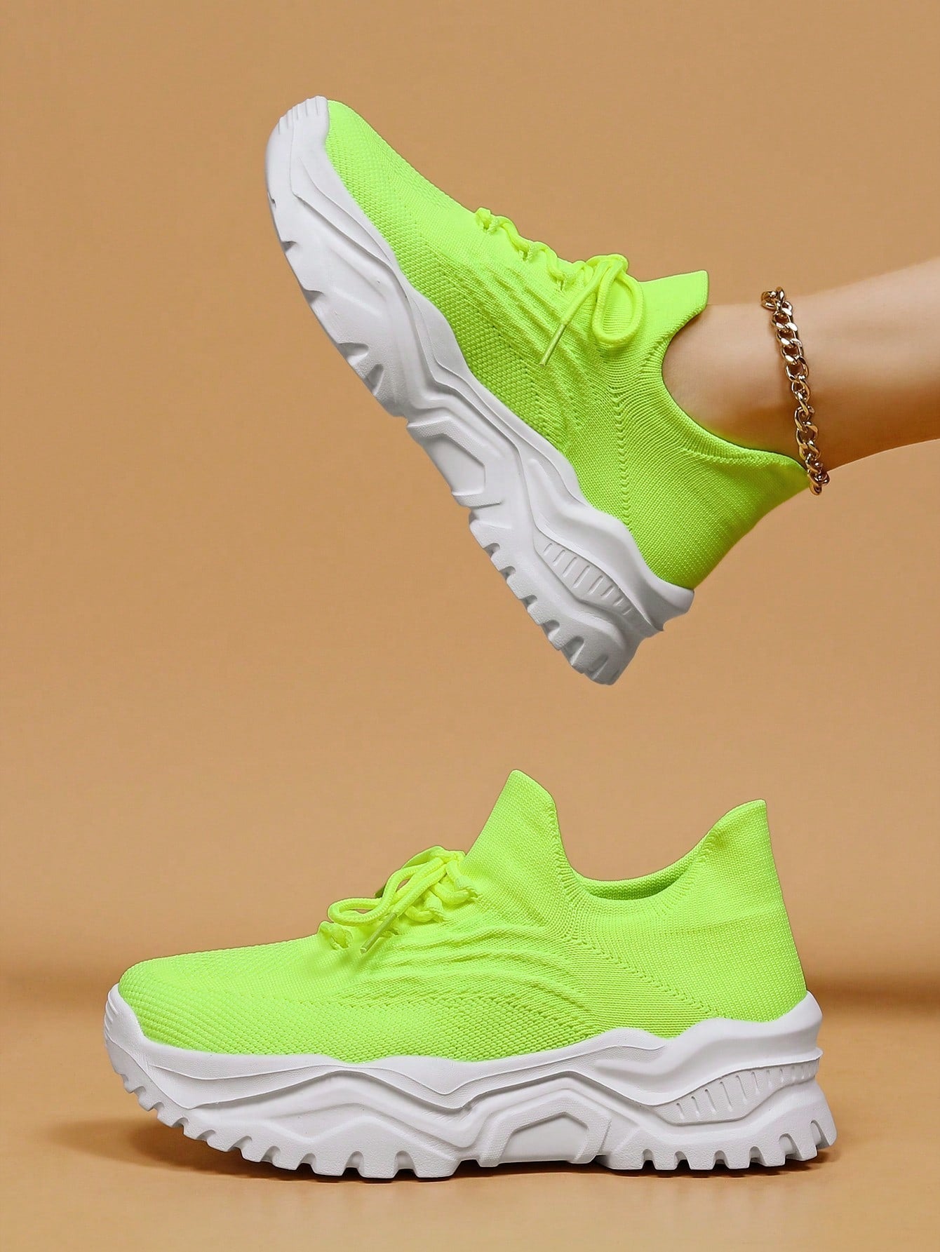 Baskets Femme à Semelle Épaisse Respirantes Lacets Casual Sport Quotidien