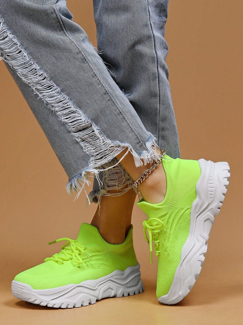 Baskets Femme à Semelle Épaisse Respirantes Lacets Casual Sport Quotidien