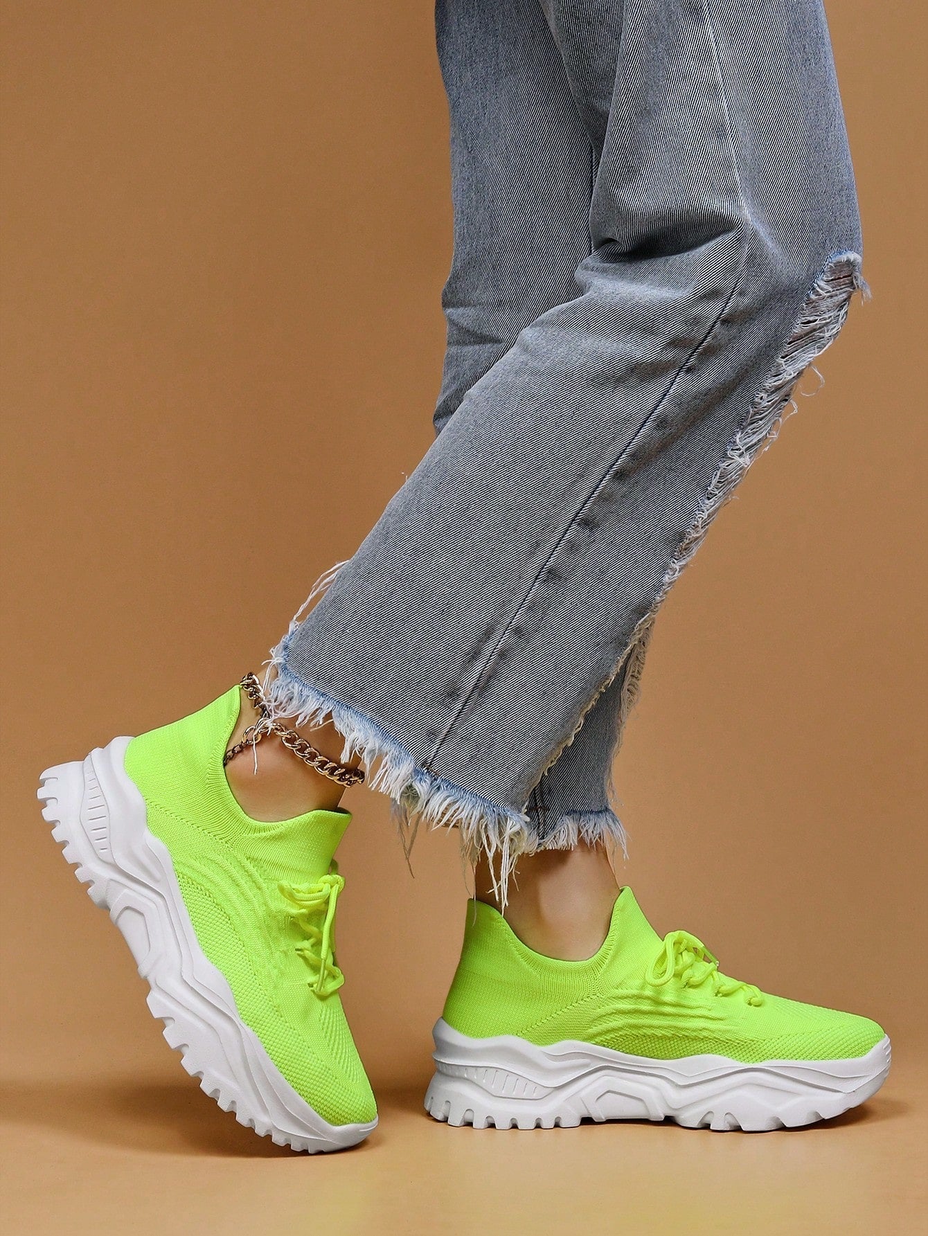 Baskets Femme à Semelle Épaisse Respirantes Lacets Casual Sport Quotidien