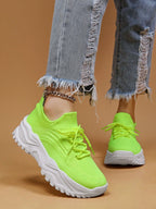 Baskets Femme à Semelle Épaisse Respirantes Lacets Casual Sport Quotidien