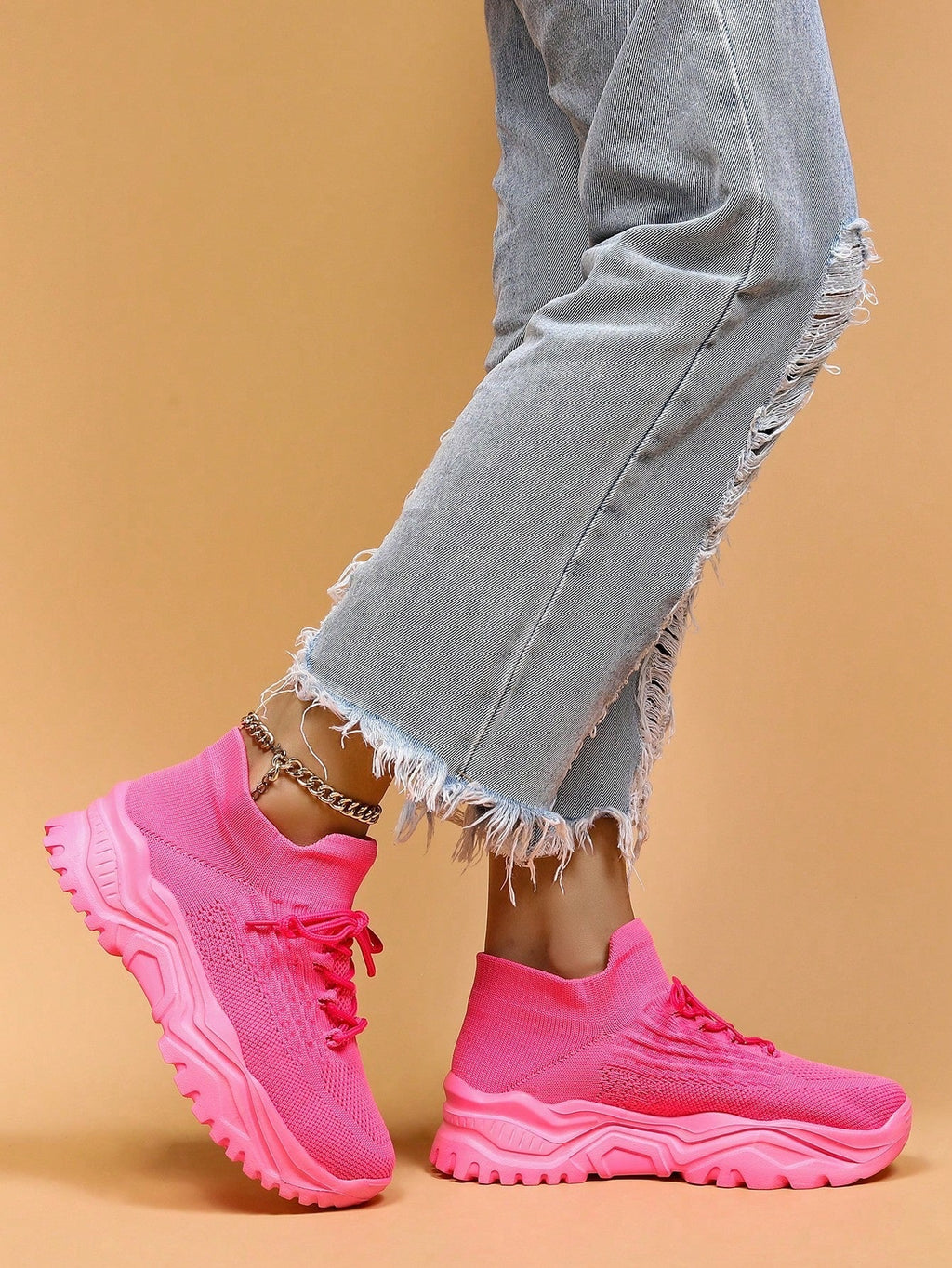 Baskets Femme à Semelle Épaisse Respirantes Lacets Casual Sport Quotidien