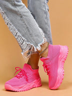 Baskets Femme à Semelle Épaisse Respirantes Lacets Casual Sport Quotidien