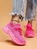 Baskets Femme à Semelle Épaisse Respirantes Lacets Casual Sport Quotidien