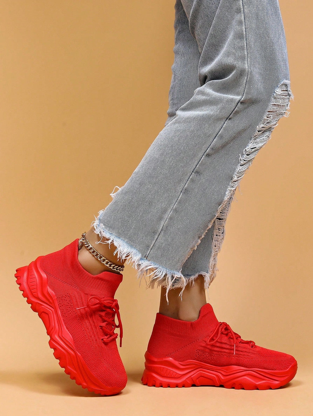 Baskets Femme à Semelle Épaisse Respirantes Lacets Casual Sport Quotidien