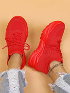 Baskets Femme à Semelle Épaisse Respirantes Lacets Casual Sport Quotidien
