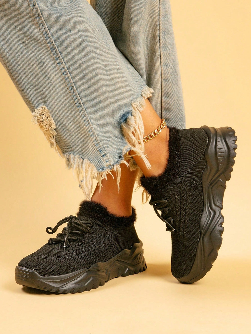 Baskets Femme à Semelle Épaisse Respirantes Lacets Casual Sport Quotidien