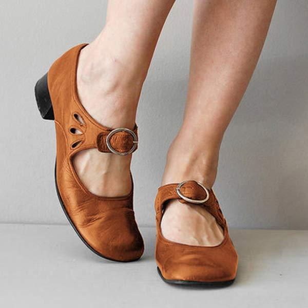Mary Jane Lederschuhe für Damen mit Schnalle und niedrigem Absatz – Federica