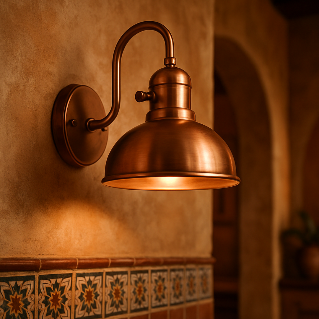 Applique Murale Vintage en Métal Cuivre