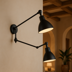 Mattschwarze Metall-Wandleuchte mit Doppelarm