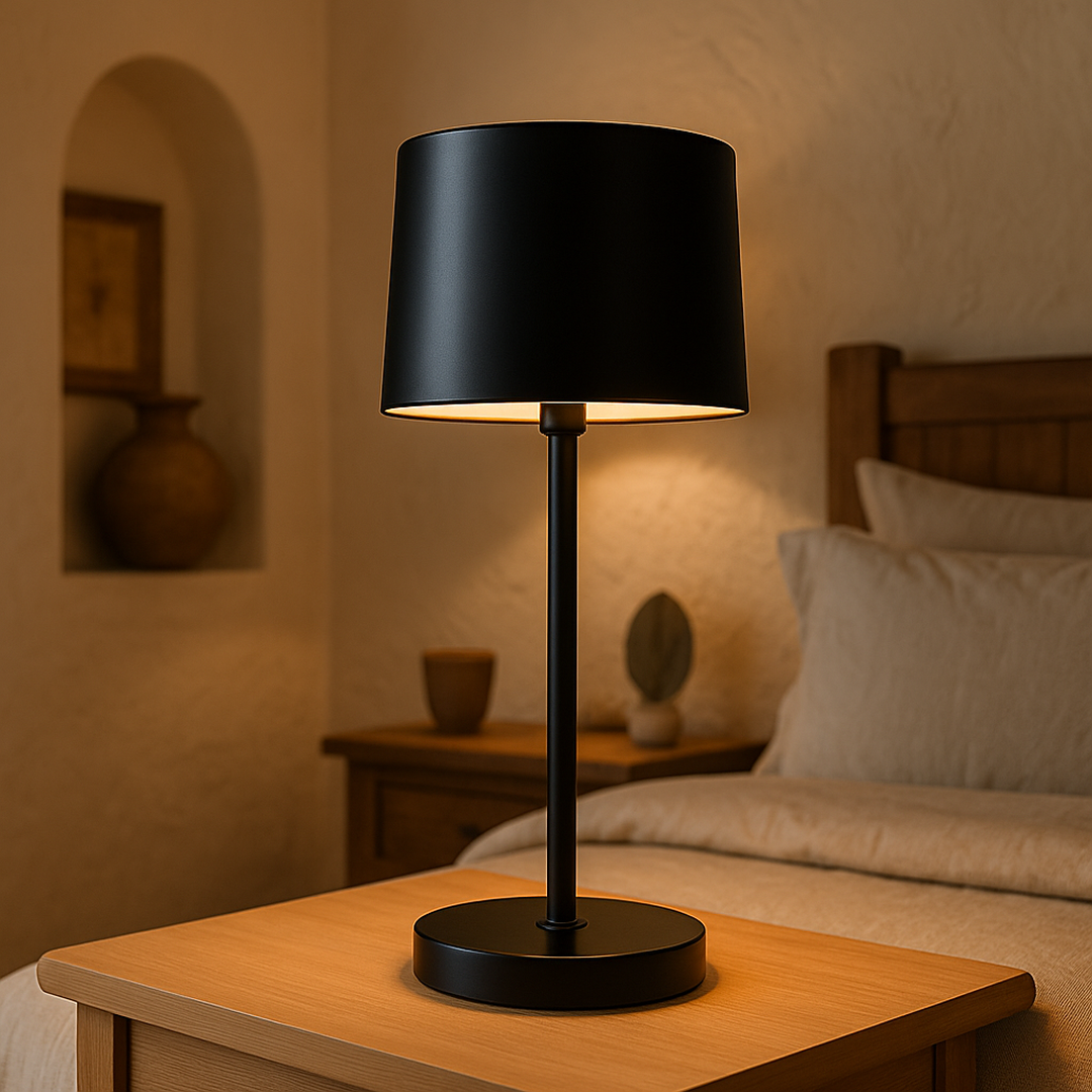 Lampe de Table Métallique Noire avec Abat-Jour Cylindrique