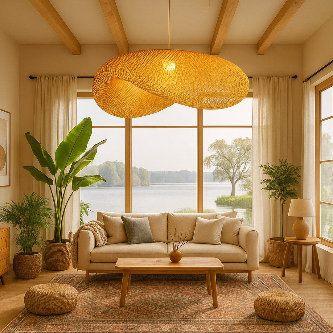 Plafonnier Suspendue en Bambou Tressé | Style Scandinave