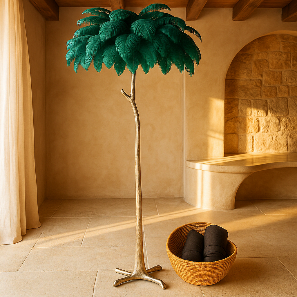 Lampe Sur Pied Élégante Avec Plumes d'Autruche pour Intérieur